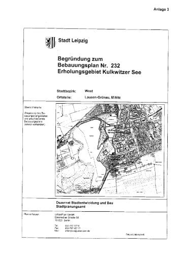 Bebauungsplan 232 "Erholungsgebiet Kulkwitzer See", Fassung 2008