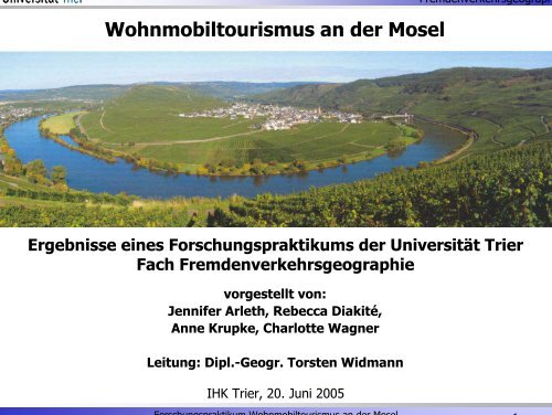 Forschungspraktikum Wohnmobiltourismus an der Mosel - IHK Trier