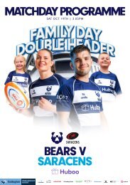 Matchday programme: Bristol Bears vs Saracens - double-header