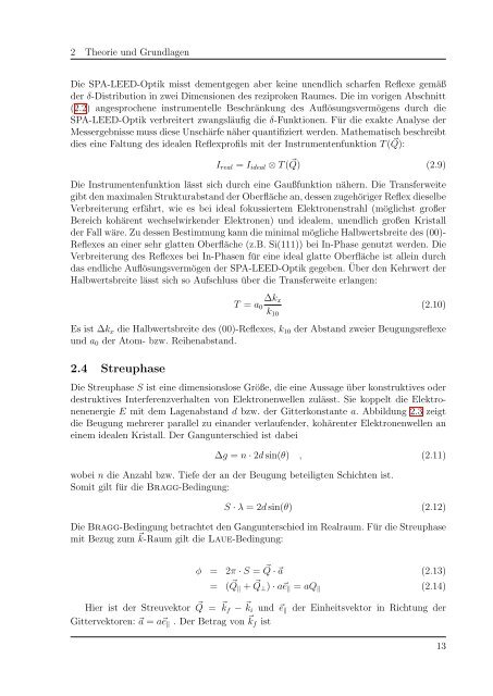 Epitaktische Eisenschichten auf Ag(001) - AG Wollschläger ...