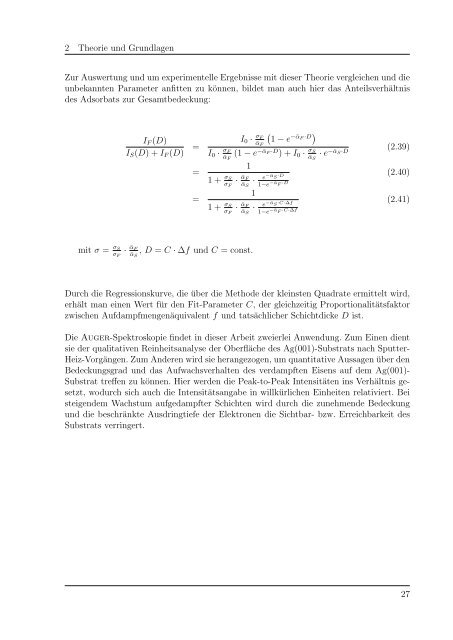 Epitaktische Eisenschichten auf Ag(001) - AG Wollschläger ...