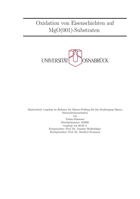 Oxidation von Eisenschichten auf MgO(001)-Substraten - Universität ...