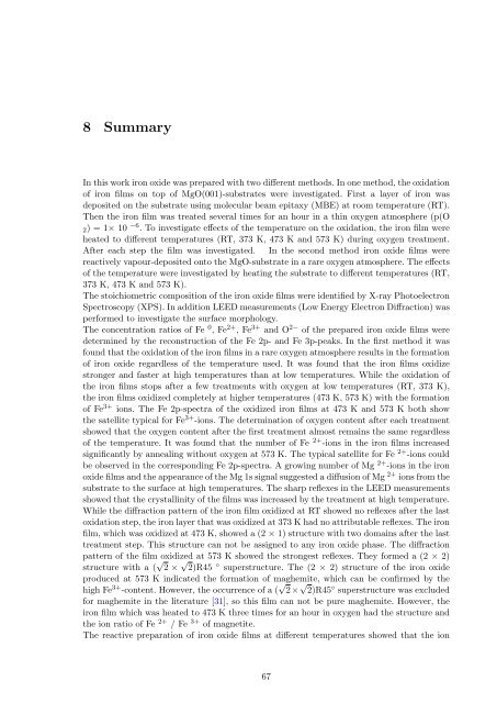 Oxidation von Eisenschichten auf MgO(001)-Substraten - Universität ...