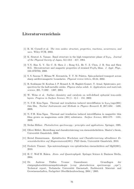 Oxidation von Eisenschichten auf MgO(001)-Substraten - Universität ...