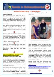 Tennis-Newsletter vom 15. August 2011 - Tennis in Schwentinental