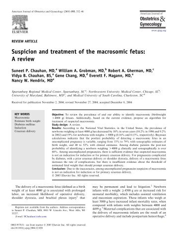Suspicion and treatment of the macrosomic fetus: A review