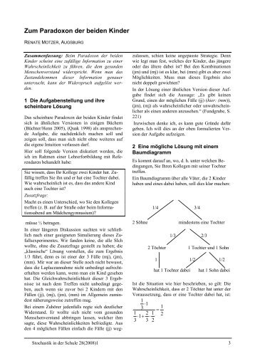 Zum Paradoxon der beiden Kinder - Stochastik in der Schule