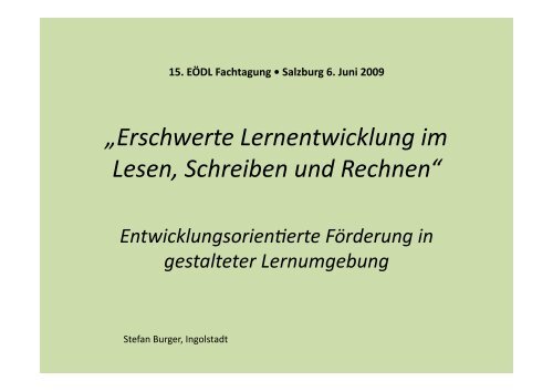 „Erschwerte Lernentwicklung im Lesen, Schreiben und Rechnen“