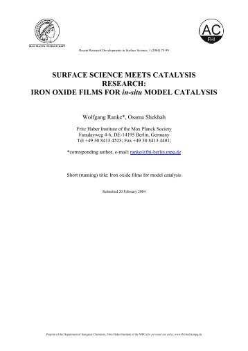 IRON OXIDE FILMS FOR in-situ MODEL CATALYSIS - PubMan
