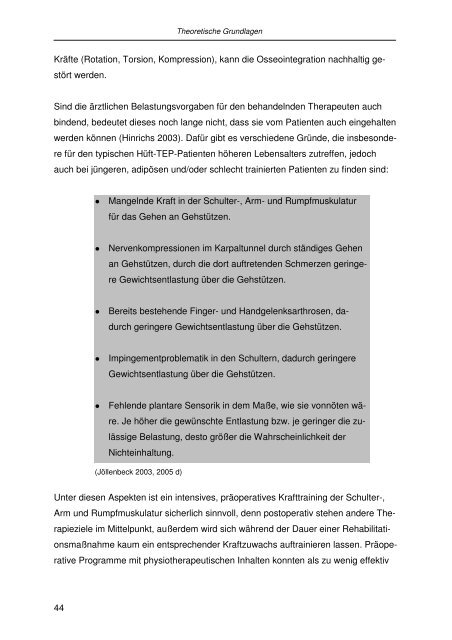 Aspekte der sporttherapeutischen Intervention bei Patienten ... - KOPS