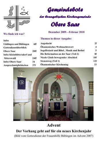 Gottes - Evangelische Kirchengemeinde Obere Saar