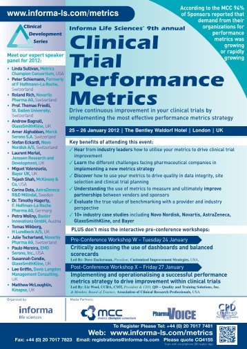 Clinical Trial Performance Metrics 25 - Operational Excellence in the ...