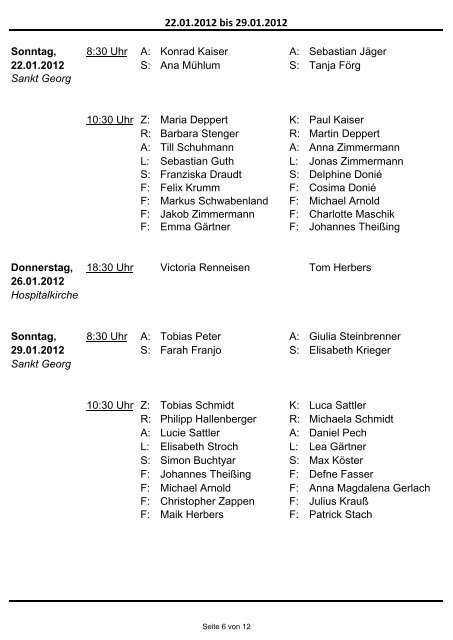 Miniplan vom 19.12.11 - Messdiener St. Georg