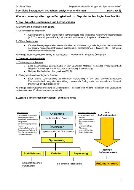 Wie lernt man sportbezogene Fertigkeiten? - Fachbereich ...