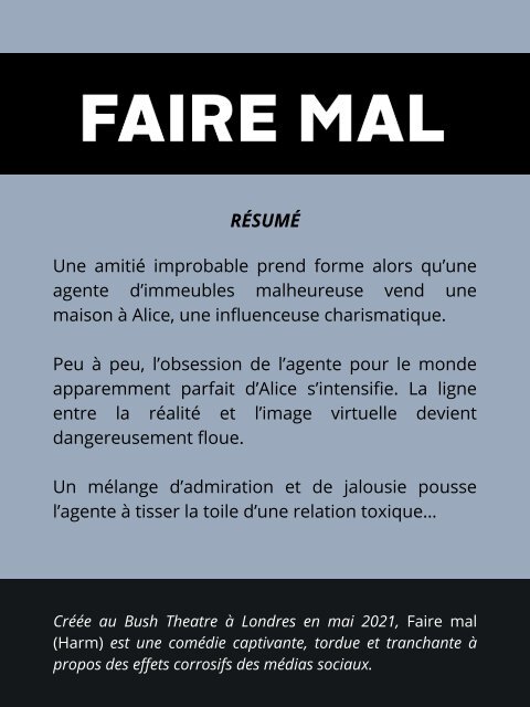 Faire mal - Programme de soirée