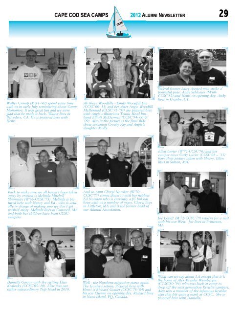 2012 Alumni Newsletter Part 2 - Cape Cod Sea Camps