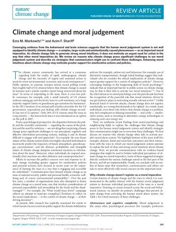 Climate change and moral judgement - Culture and Morality Lab