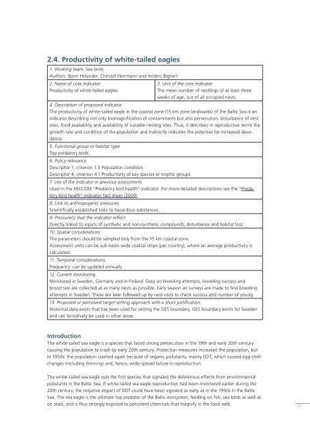 Interim report of the HELCOM CORESET project