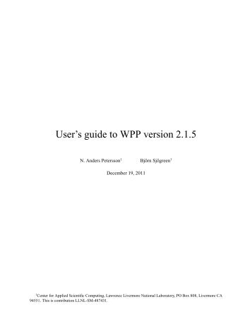 User's guide to WPP version 2.1.5 - Computation - Lawrence ...