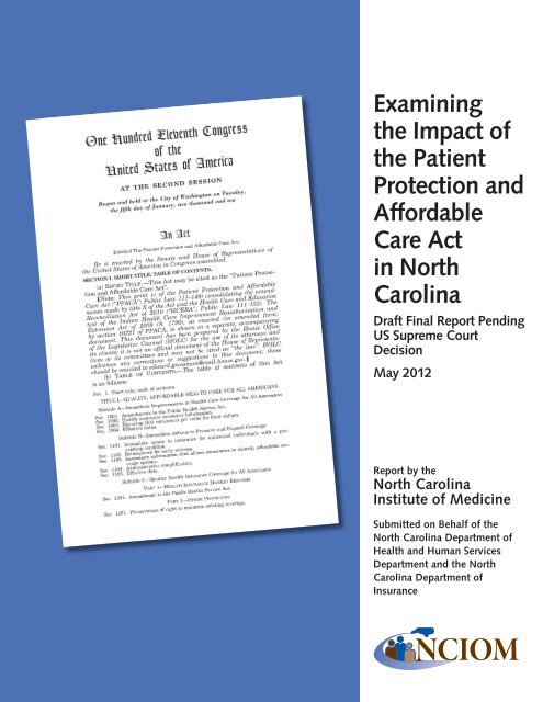 Examining the Impact of the Patient Protection and - North Carolina ...