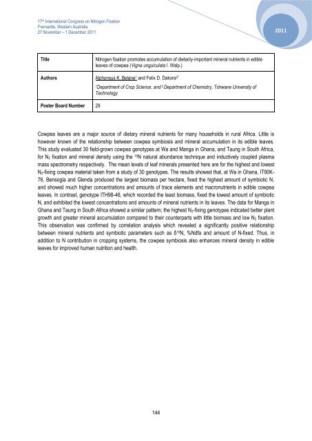 IN INOCULANTS Nodulaid - 17th International Nitrogen Fixation ...