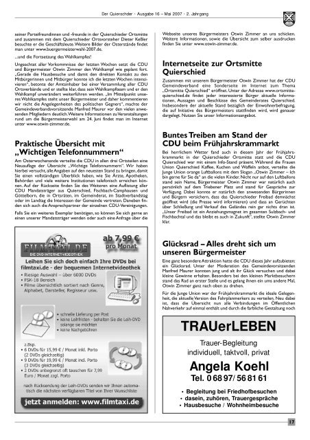 Angela Koehl Tel. 0 68 97 - Der Quierschder