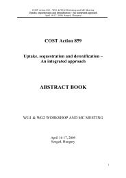 COST Action 859 Uptake, sequestration and detoxification