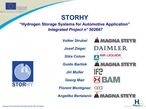 Presentation for RTD trainees - StorHy Hydrogen Storage