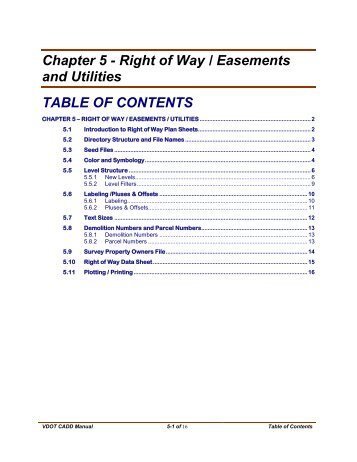 Chapter 5 – Right of Way / Easements / Utilities 5.1 Introduction to ...