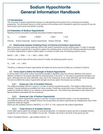 Sodium Hypochlorite General Information Handbook - Powell ...