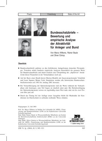 Bundesschatzbriefe – Bewertung und empirische Analyse der ...