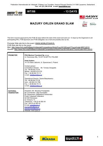 MAZURY ORLEN GRAND SLAM WT/06 - 13 DAYS - FIVB