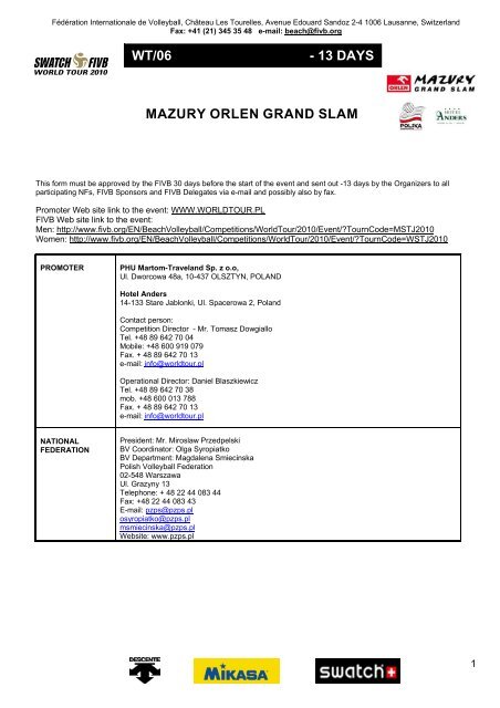 MAZURY ORLEN GRAND SLAM WT/06 - 13 DAYS - FIVB