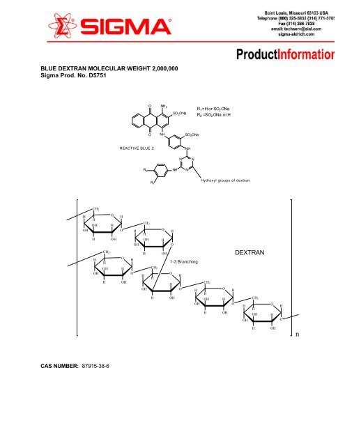 Blue Dextran (D5751) - Product Information Sheet - Sigma-Aldrich