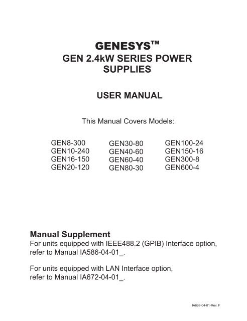 Gen 2 4kw Series Power Supplies User Tdk Lambda Gen 2 4kw Series Power Supplies User Tdk Lambda