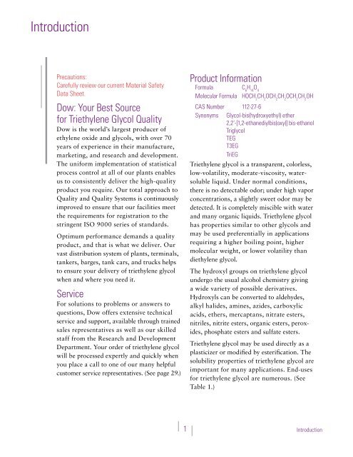 Triethylene Glycol - The Dow Chemical Company