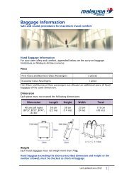 Baggage Information - Malaysia Airlines