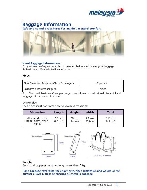 malaysia airlines cabin baggage allowance  Tracey Blake