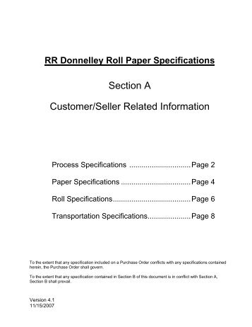 (RR Donnelley Paper Specifications - Section A - Version 4.–)