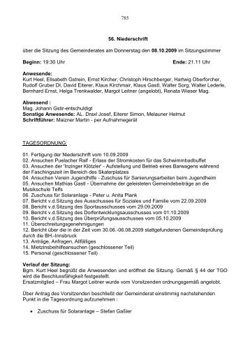 Gemeinderatssitzung vom 2009-10-08 (71 KB) - .PDF - Inzing
