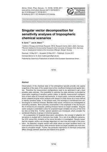 Singular vector decomposition for sensitivity analyses of ... - ACPD