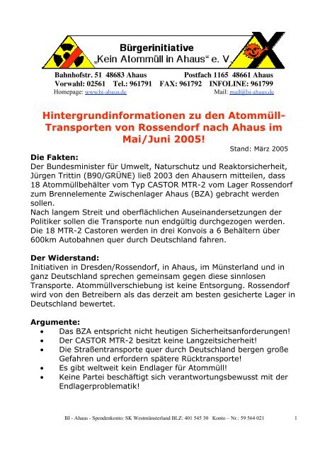 Infos als PDF - Bürgerinitiative Kein Atommüll in Ahaus e.V.
