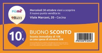 Buono sconto Cecina Viale Marconi inaugurazione 30 ottobre!