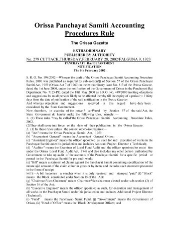 Orissa Panchayat Samiti Accounting Procedures Rule