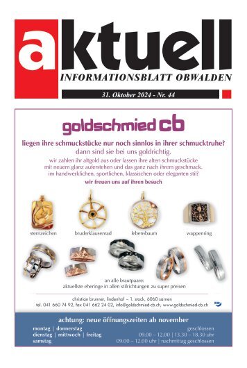 Aktuell Obwalden | KW 44 | 31. Oktober 2024