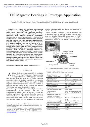 Fabrication of HTS Bearings with ton load performance