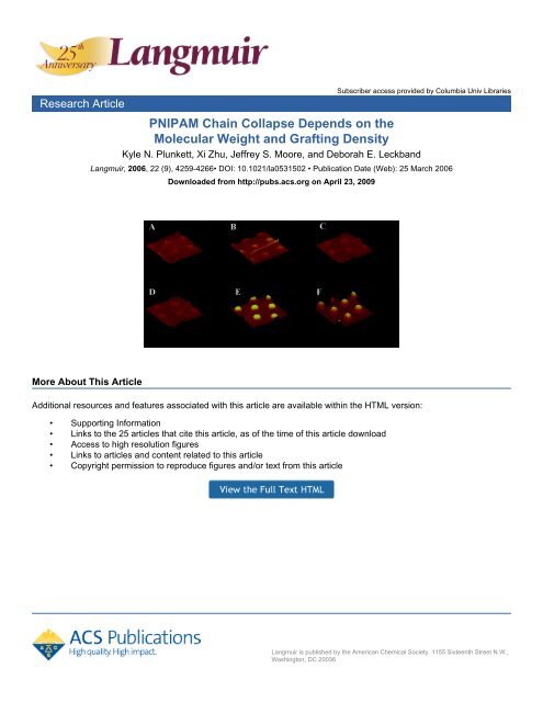 PNIPAM Chain Collapse Depends on the Molecular Weight and ...