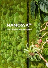 Moosbilder, Mooswände, Moosskulpturen, Moosraumteiler, Moosobjekte Katalog NAMOSSA 2024