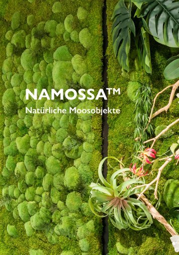 Moosbilder, Mooswände, Moosskulpturen, Moosraumteiler, Moosobjekte Katalog NAMOSSA 2024