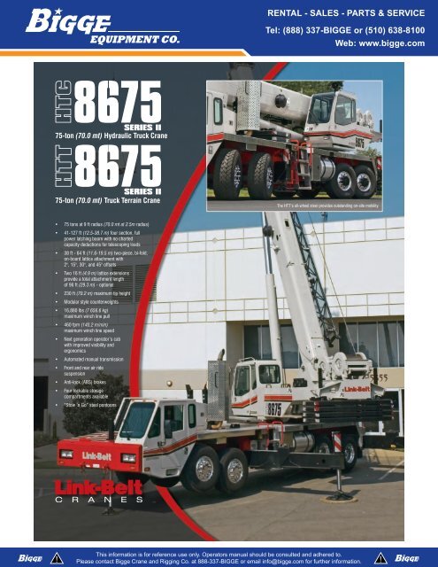 Link Belt 8675 Load Chart